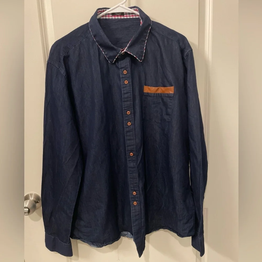 Men's Casual Button Down Shirts - Blue and Black - Picture 2 of 12